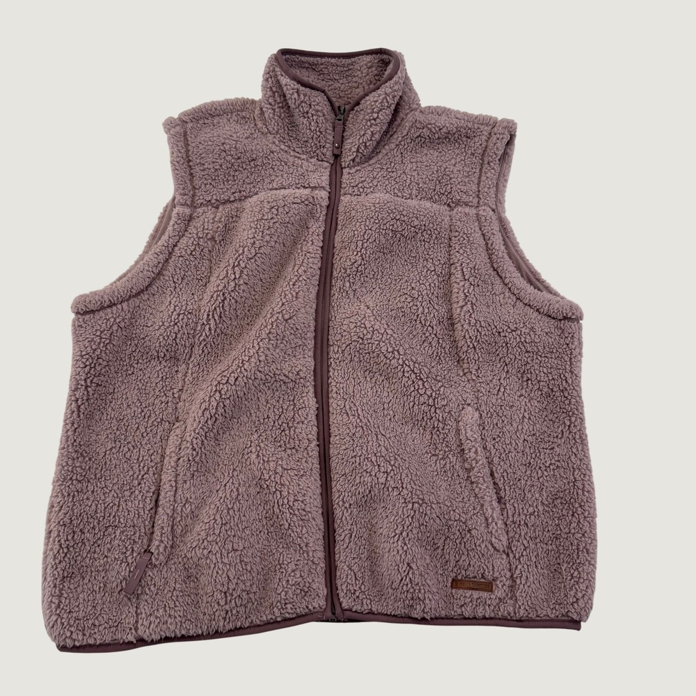 Free Country Women's XXL Mauve Sherpa Fleece Full Zip Vest Faux Fur Outdoor